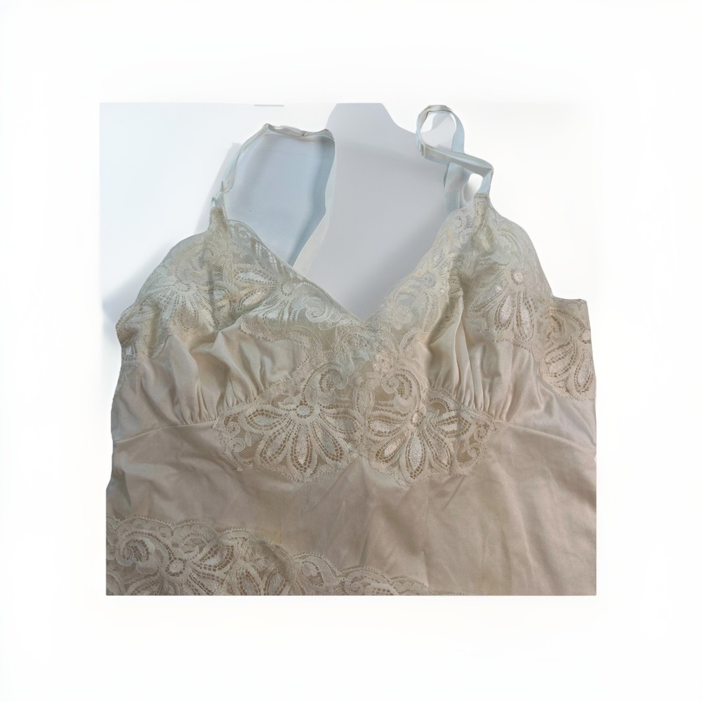 Vintage Shadowline Women's Slip Size 34 26' Lace Lingerie  Beige